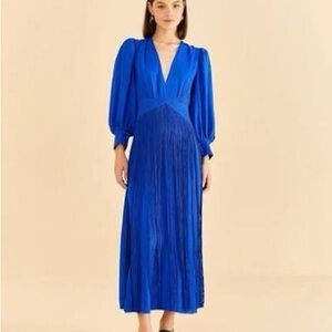 FARM Rio Bright Blue Fringes Maxi Dress